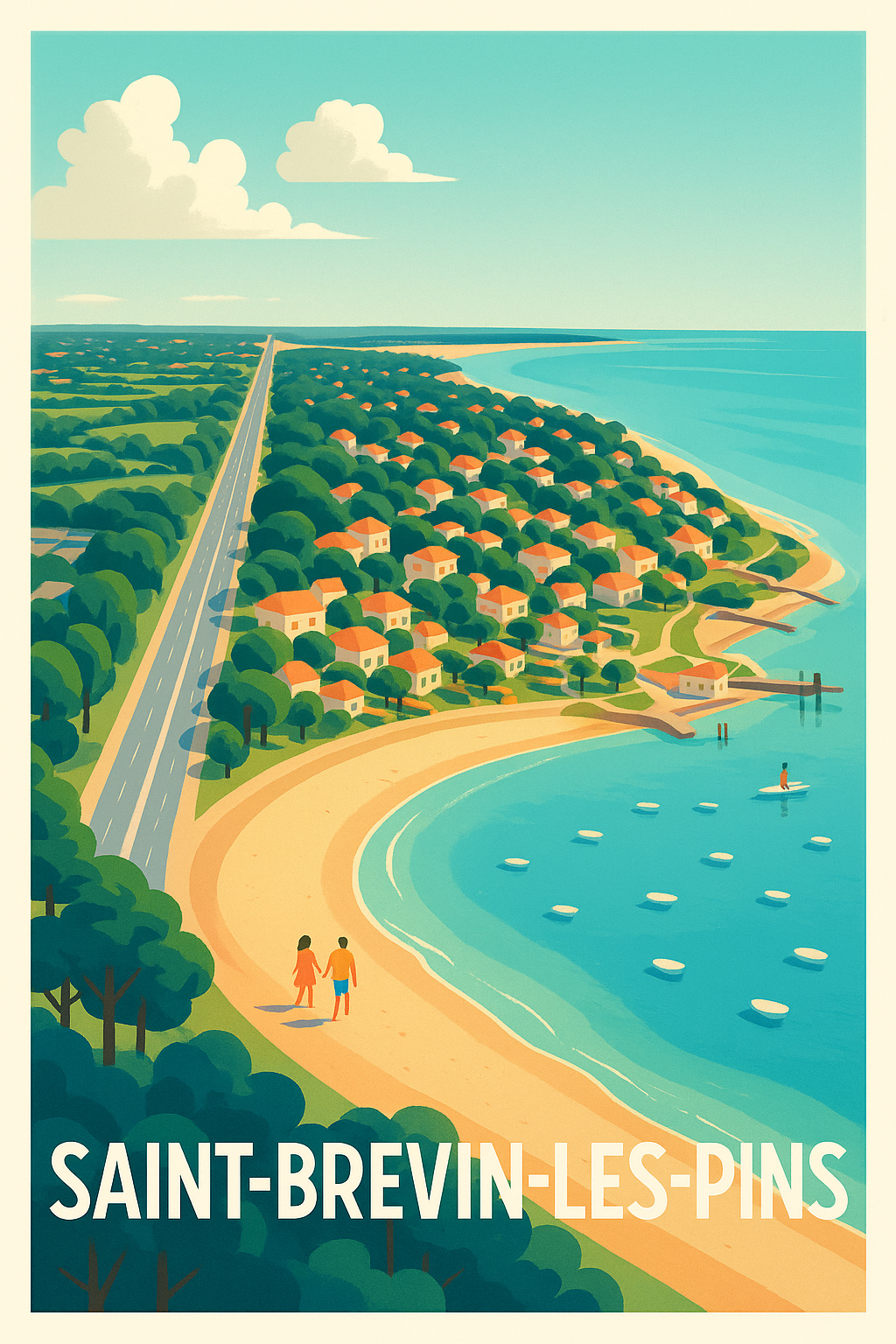 Loire-Atlantique France Pas de Cadre / 20 × 30cm Affiche Saint-Brevin-les-Pins - Escapade Balnéaire Authentique
