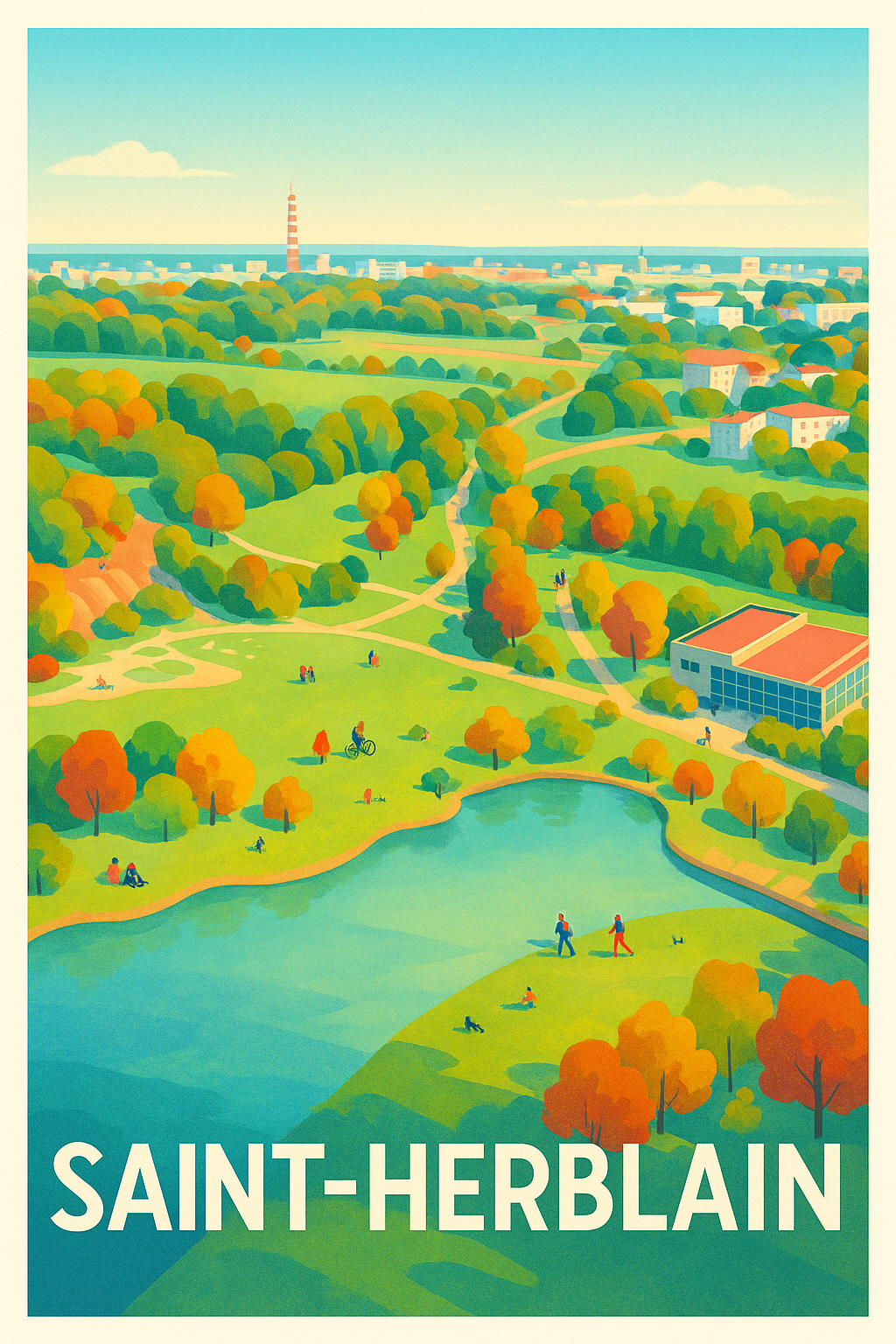 Loire-Atlantique France Pas de Cadre / 20 × 30cm Affiche Saint-Herblain - La nature au cœur de la vie urbaine