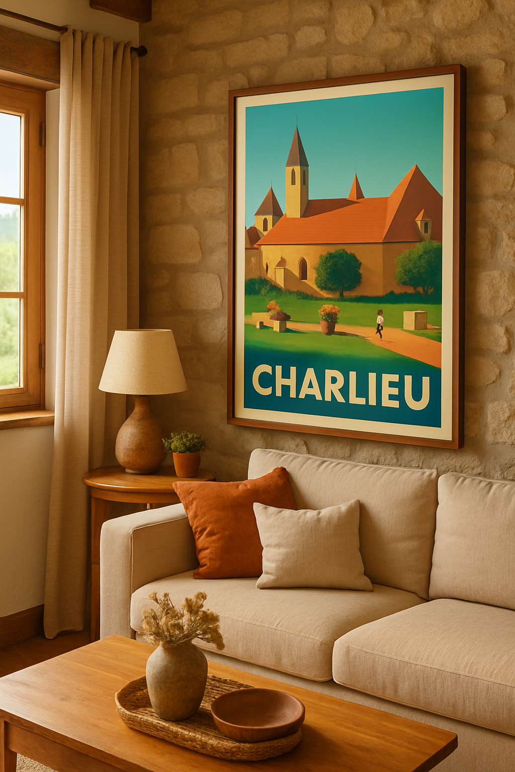 Loire France Affiche de Charlieu - Charme et sérénité au cœur du patrimoine