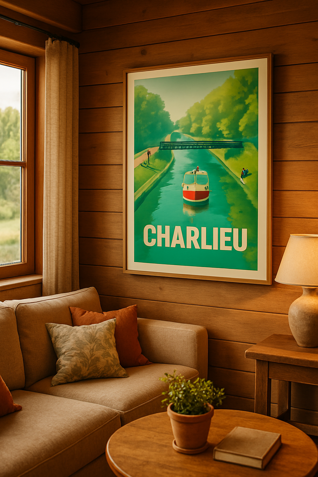 Loire France Affiche de Charlieu - Évasion bucolique au fil de l'eau