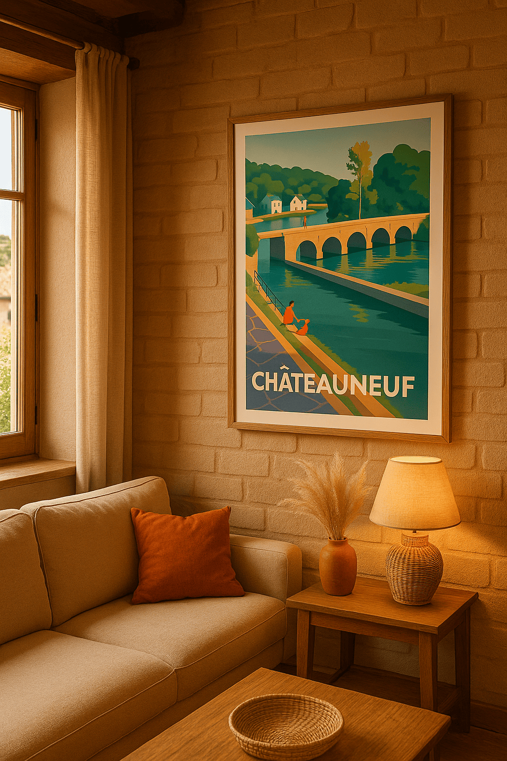 Affiche Châteauneuf — Charme paisible au fil de l'eau · poster d'art de Châteauneuf