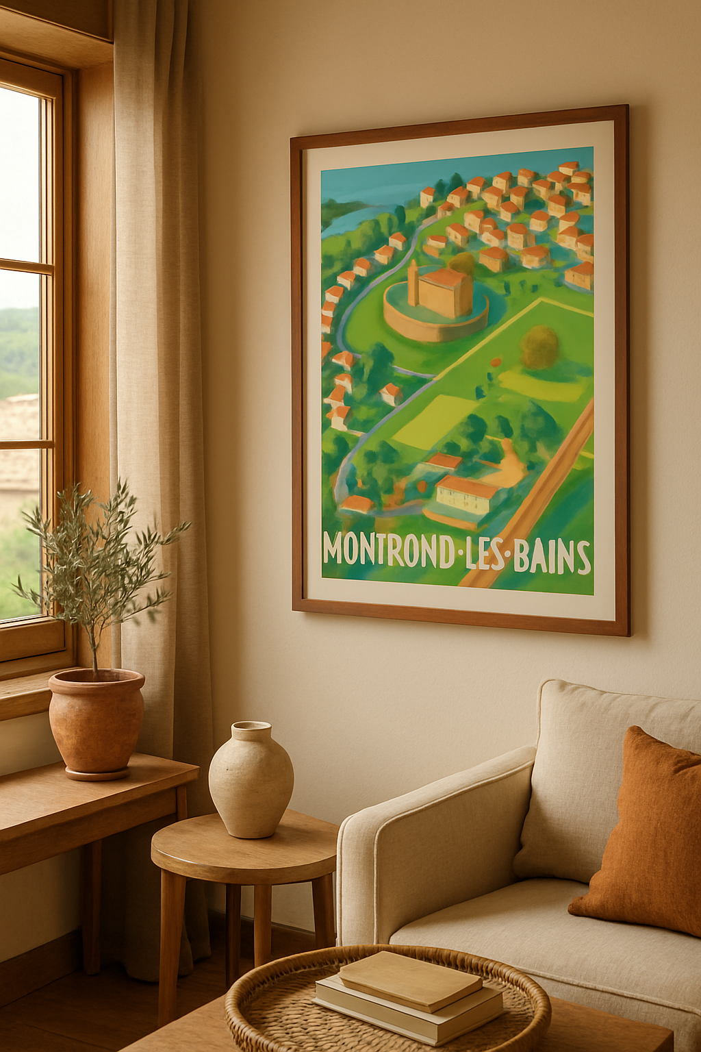 Affiche Montrond-les-Bains — Charme et histoire au cœur du Forez · poster d'art de Montrond-les-Bains
