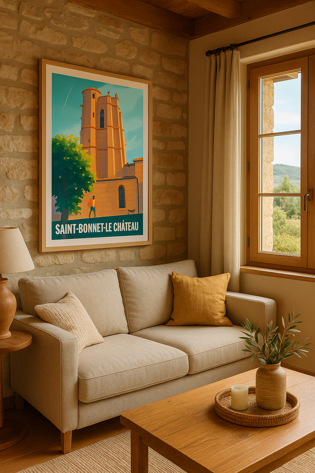 Affiche Saint-Bonnet-le-Château — Charme médiéval et lumière dorée · poster d'art de Saint-Bonnet-le-Château