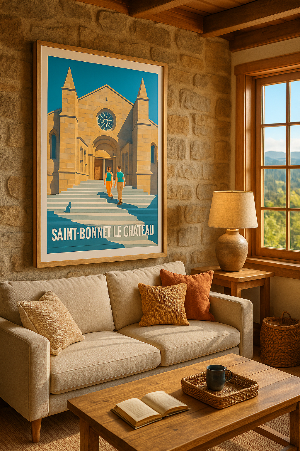 Affiche Saint-Bonnet-le-Château — Escapade historique à l'église emblématique · poster d'art de Saint-Bonnet-le-Château