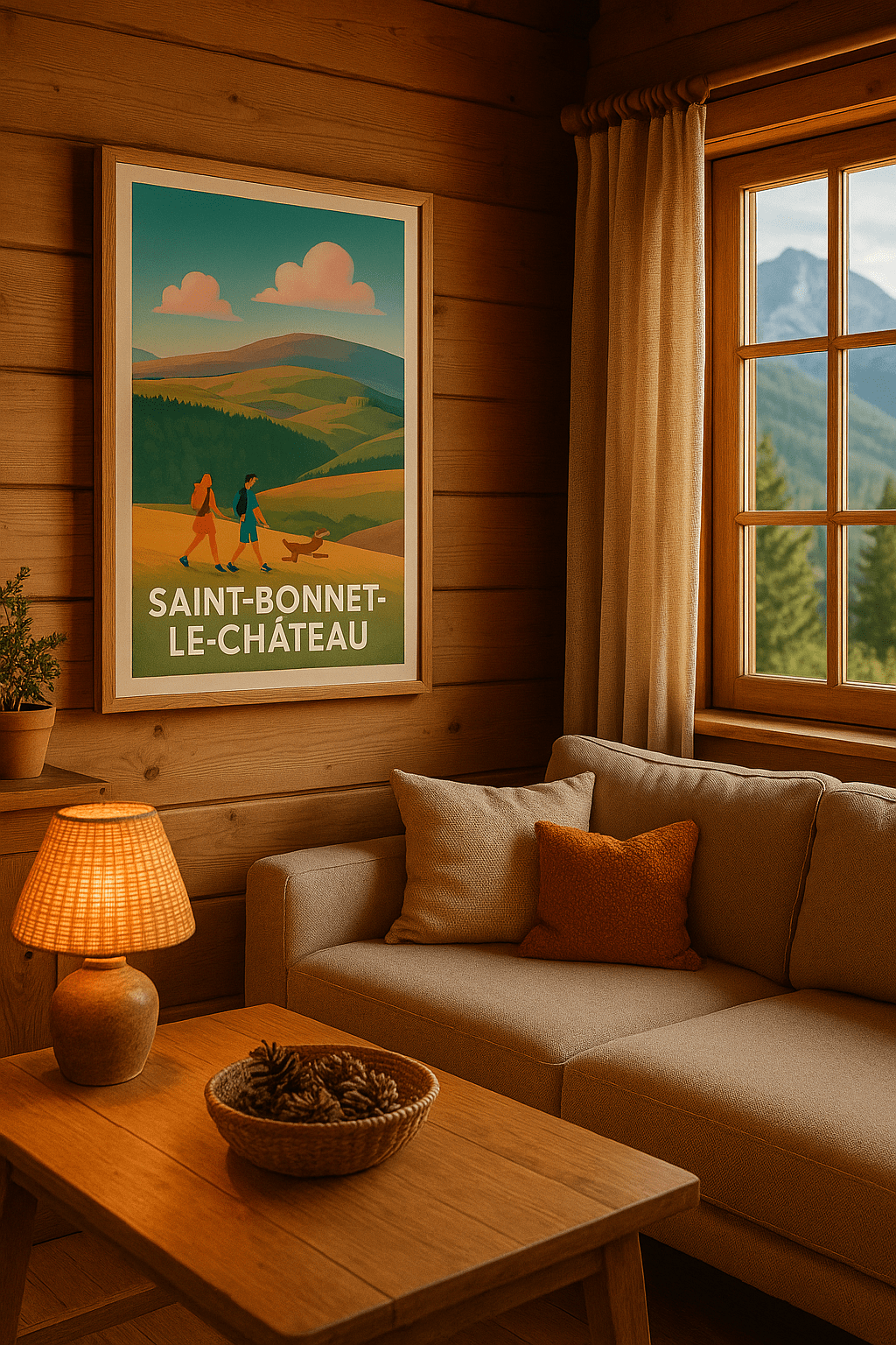 Affiche Saint-Bonnet-le-Château — Randonnée et nature préservée · poster d'art de Saint-Bonnet-le-Château