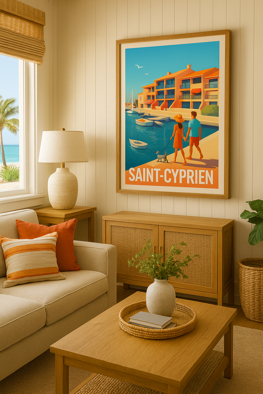 Affiche Saint-Cyprien — Promenade au bord de l'eau en douceur · poster d'art de Saint-Cyprien