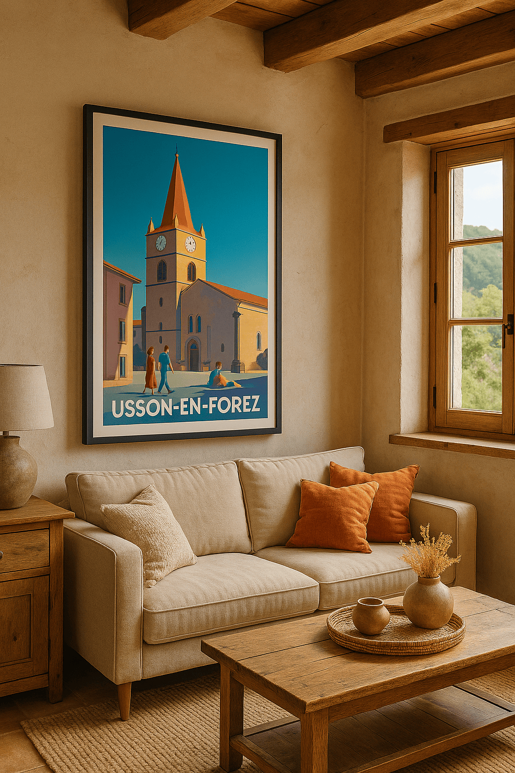 Loire France Affiche de Usson-en-Forez - Charme et Sérénité au Cœur du Village