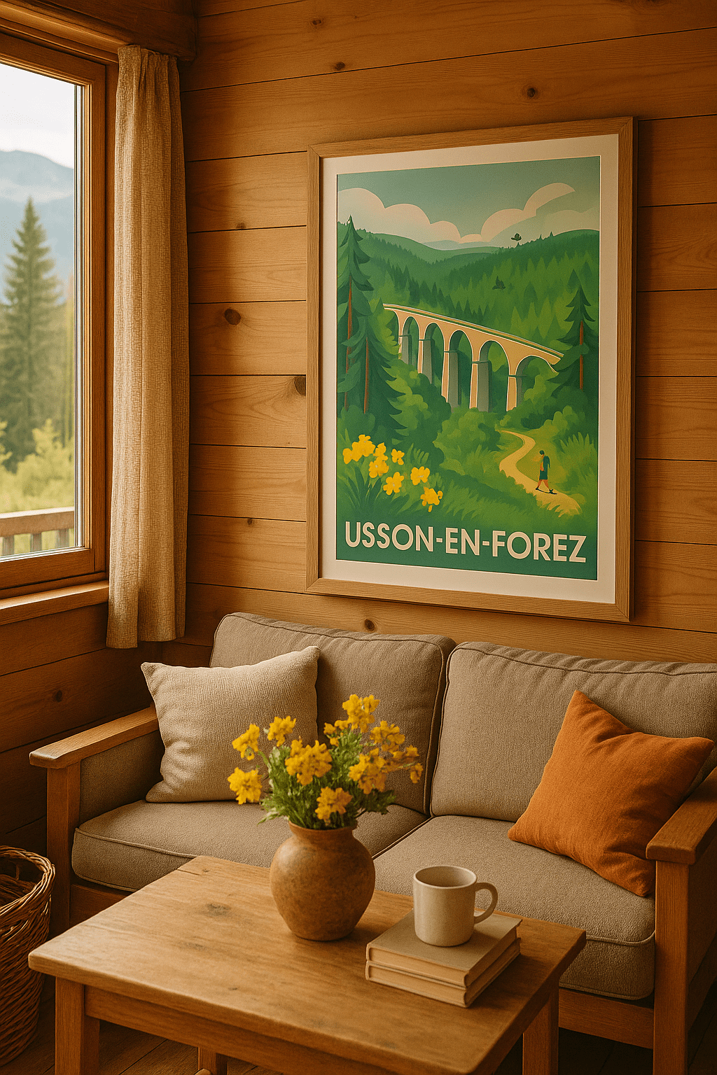 Loire France Affiche de Usson-en-Forez - Évasion au cœur de la nature verdoyante