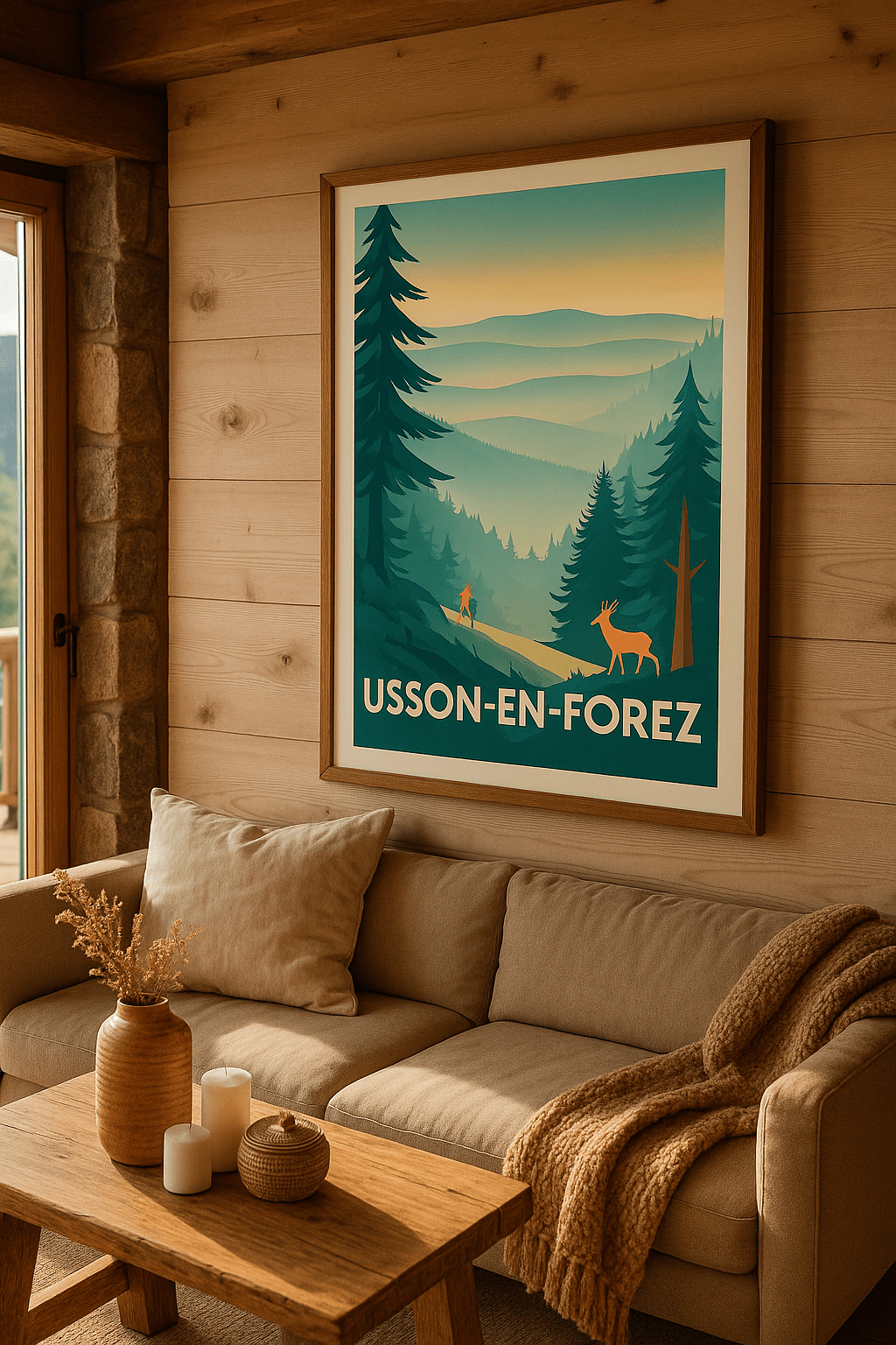 Loire France Affiche de Usson-en-Forez - L'évasion nature au cœur des montagnes