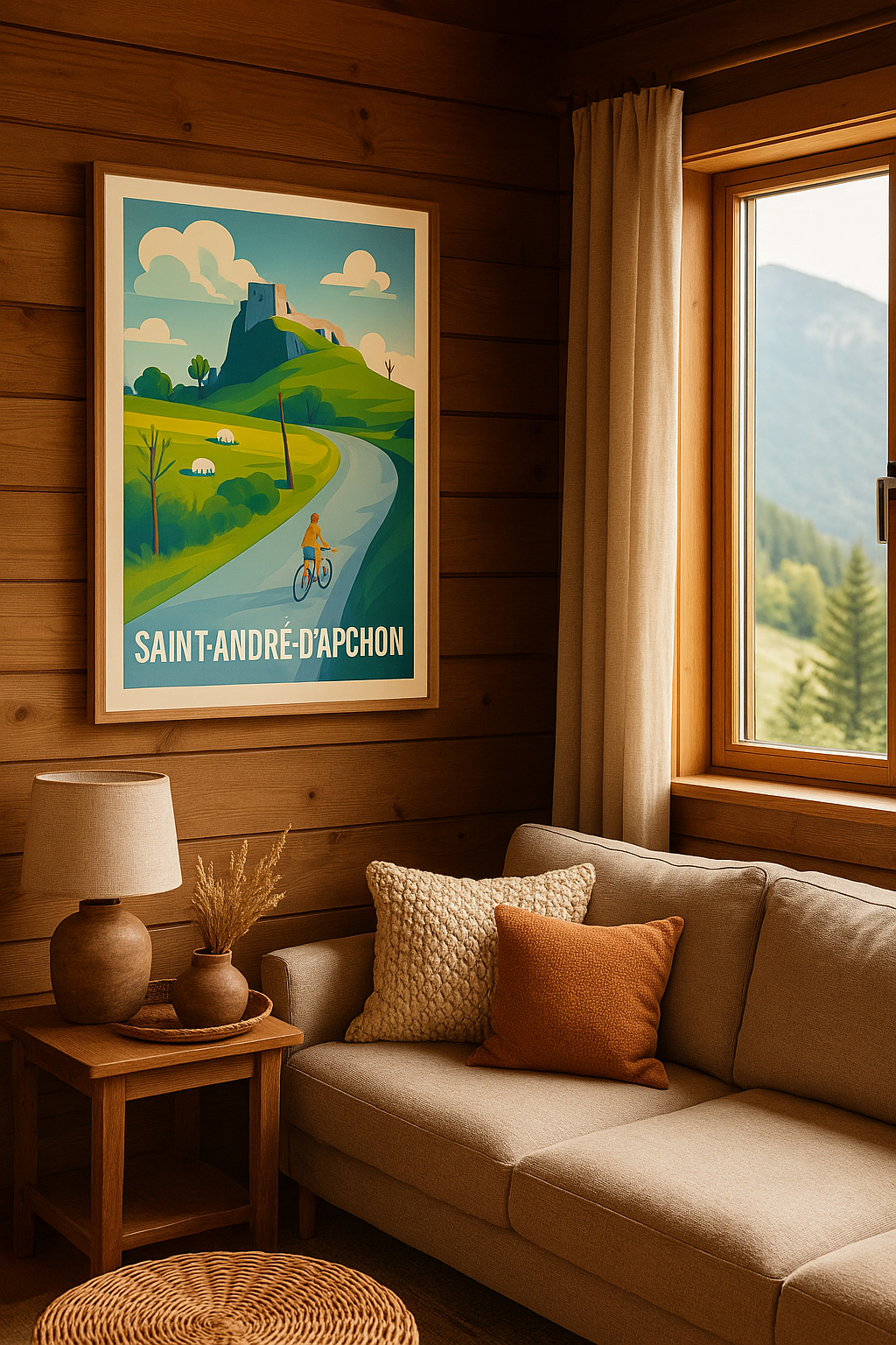 Affiche Saint-André-d'Apchon — Échappée nature à vélo · poster d'art de Saint-André-d'Apchon