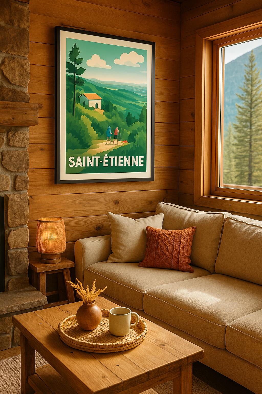 Affiche Saint-Étienne — Évasion et nature en douceur · poster d'art de Saint-Étienne
