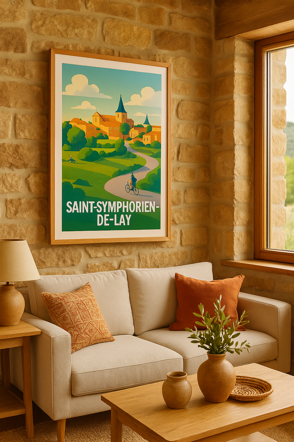 Loire France Affiche Saint-Symphorien-de-Lay - Charme bucolique et art de vivre