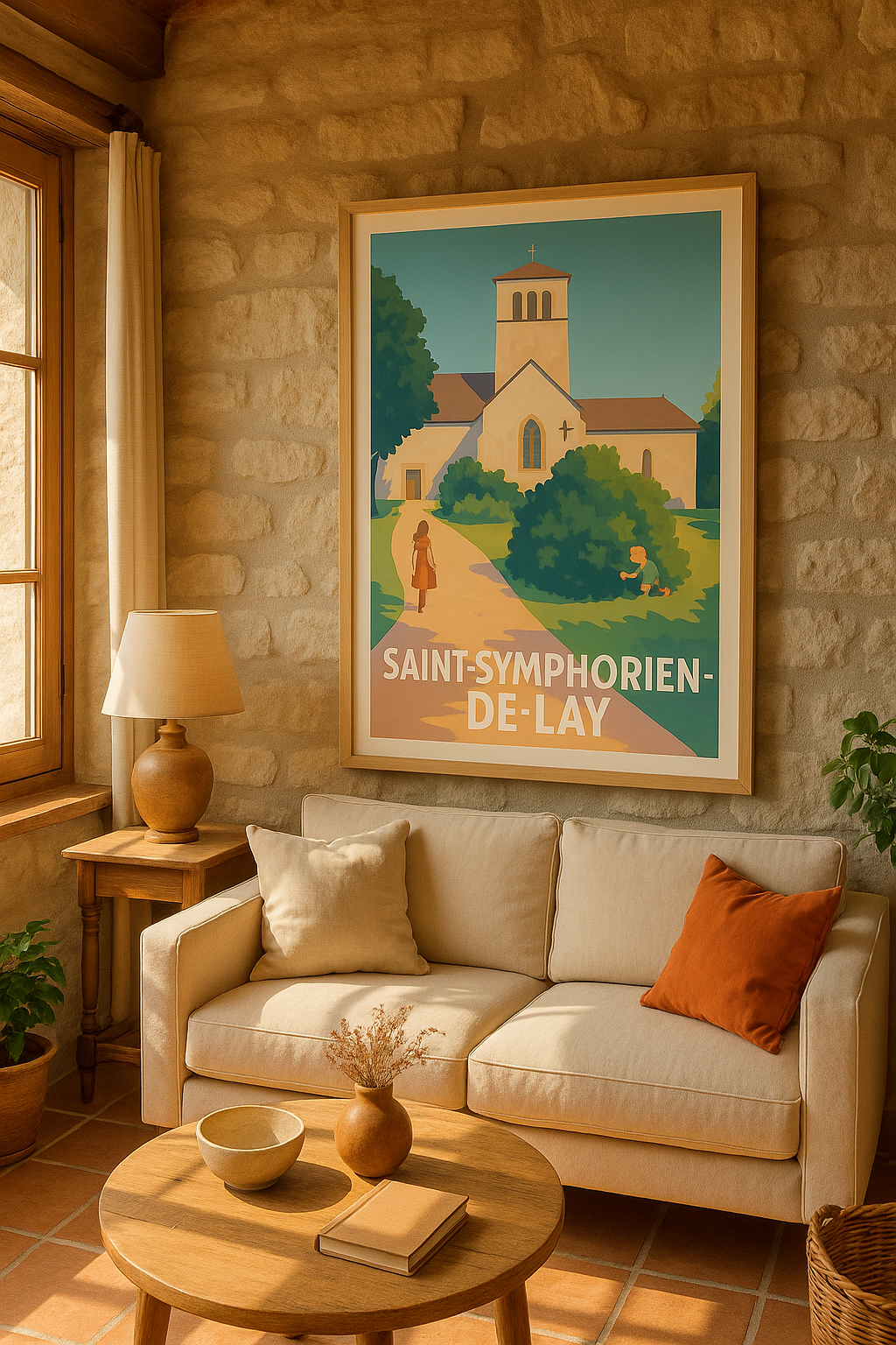 Loire France Affiche Saint-Symphorien-de-Lay - Charme bucolique et simplicité