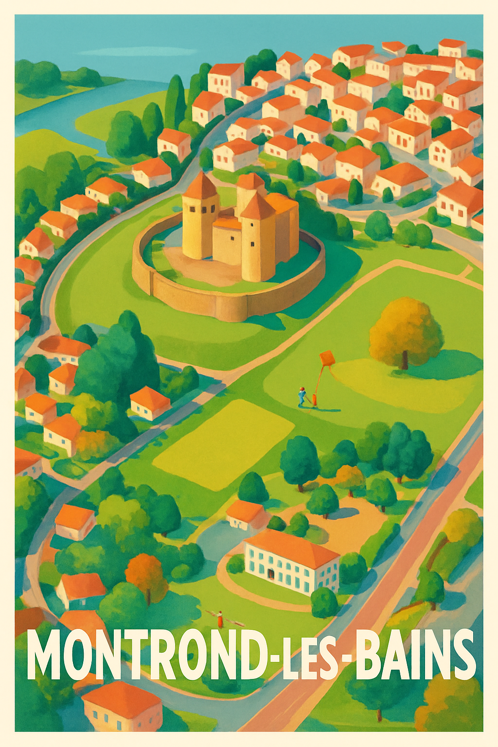 Affiche Montrond-les-Bains — Charme et histoire au cœur du Forez · poster d'art de Montrond-les-Bains