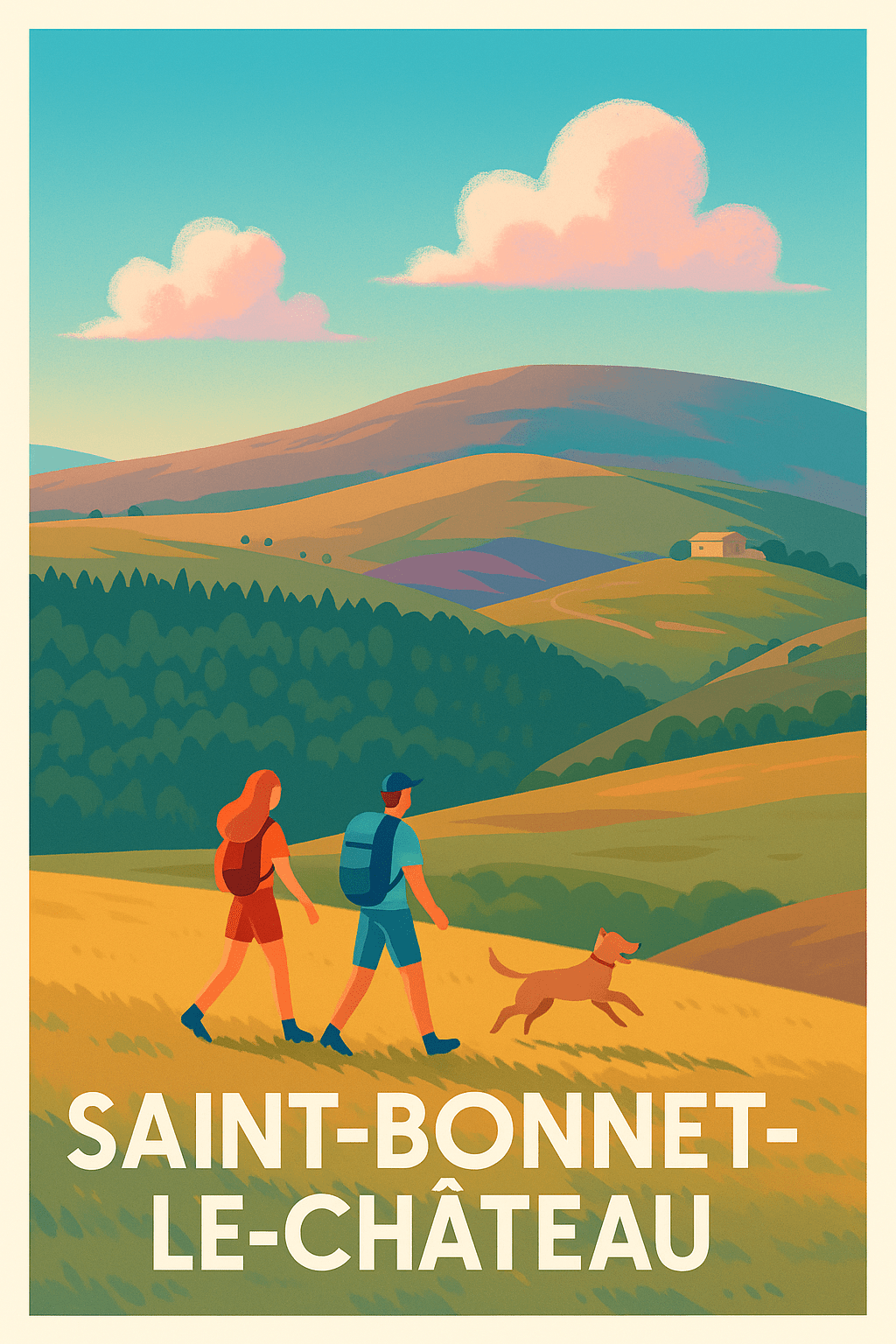 Loire France Pas de Cadre / 20 × 30cm Affiche de Saint-Bonnet-le-Château - Randonnée et nature préservée