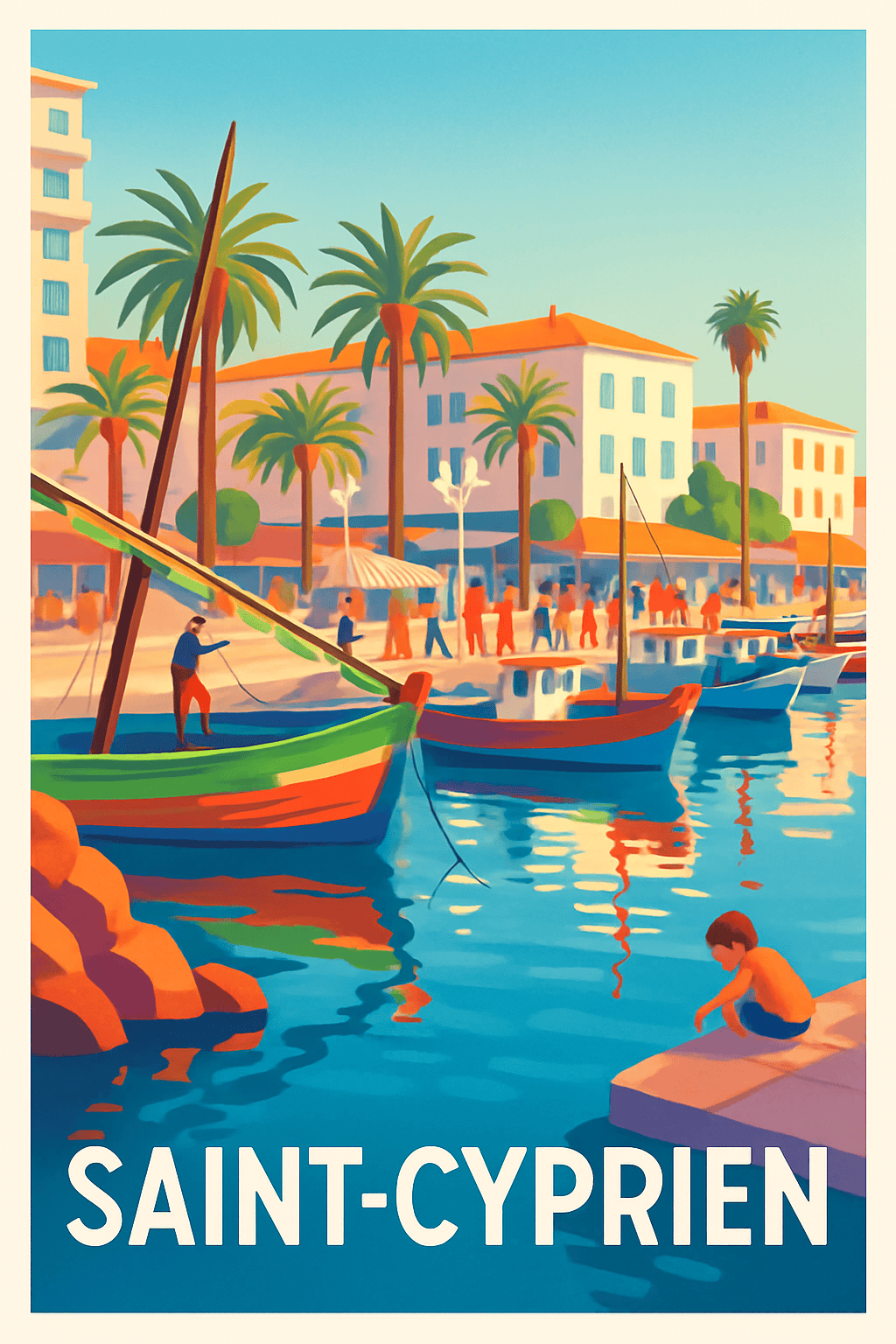 Loire France Pas de Cadre / 20 × 30cm Affiche de Saint-Cyprien - Escapade en bord de mer