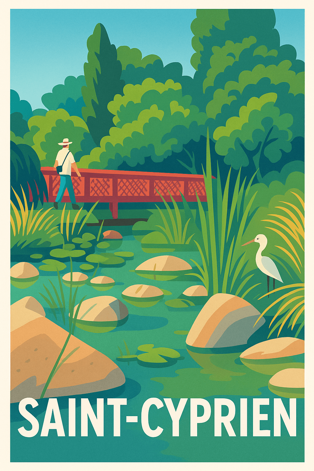 Affiche Saint-Cyprien — L'évasion nature au cœur du Sud · poster d'art de Saint-Cyprien