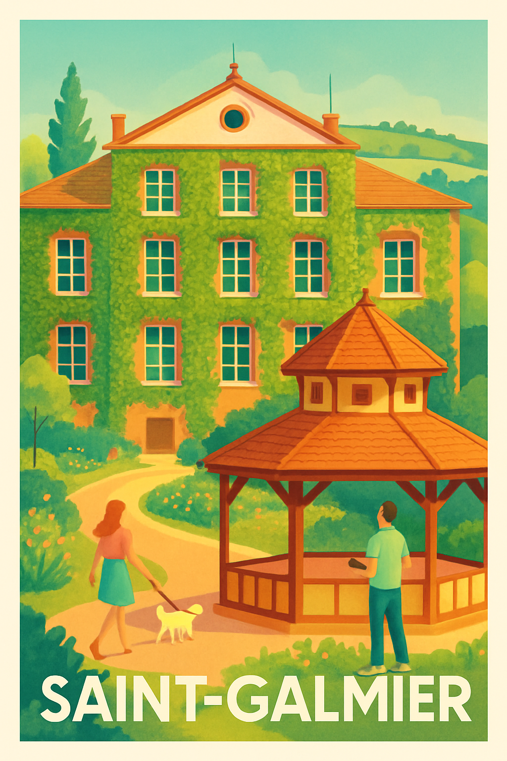 Loire France Pas de Cadre / 20 × 30cm Affiche de Saint-Galmier - Charme bucolique et douceur de vivre