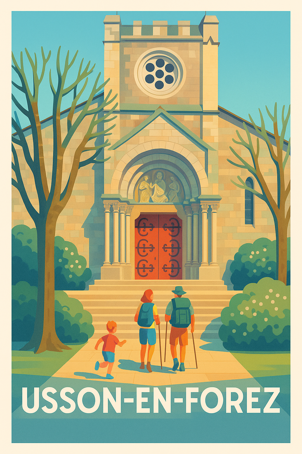 Loire France Pas de Cadre / 20 × 30cm Affiche de Usson-en-Forez - Explorez le charme historique et naturel