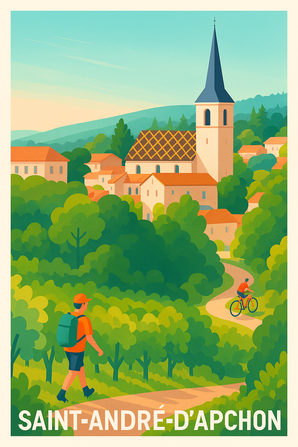 Affiche Saint-André-d'Apchon — Charme bucolique au cœur de la nature · poster d'art de Saint-André-d'Apchon