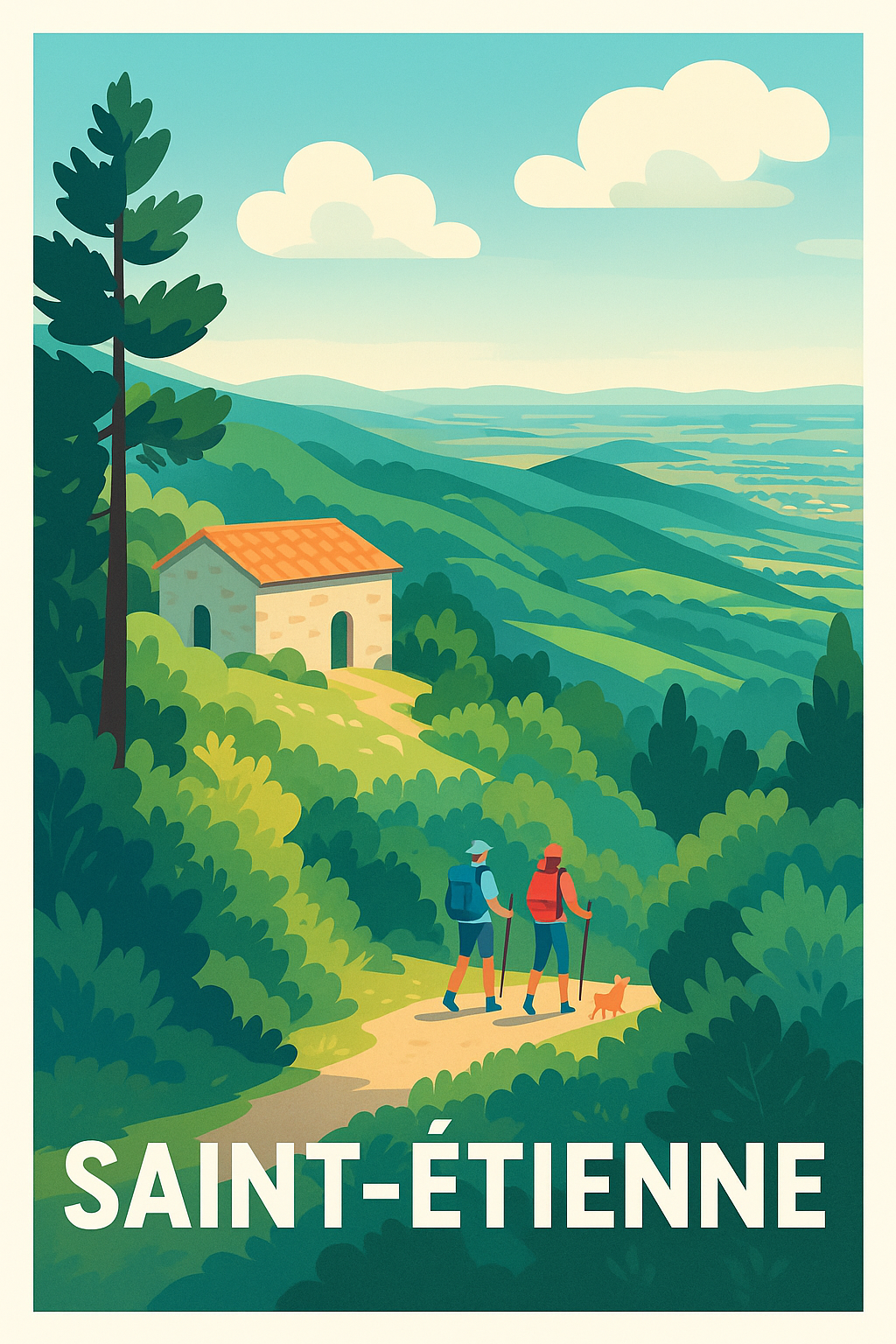Affiche Saint-Étienne — Évasion et nature en douceur · poster d'art de Saint-Étienne