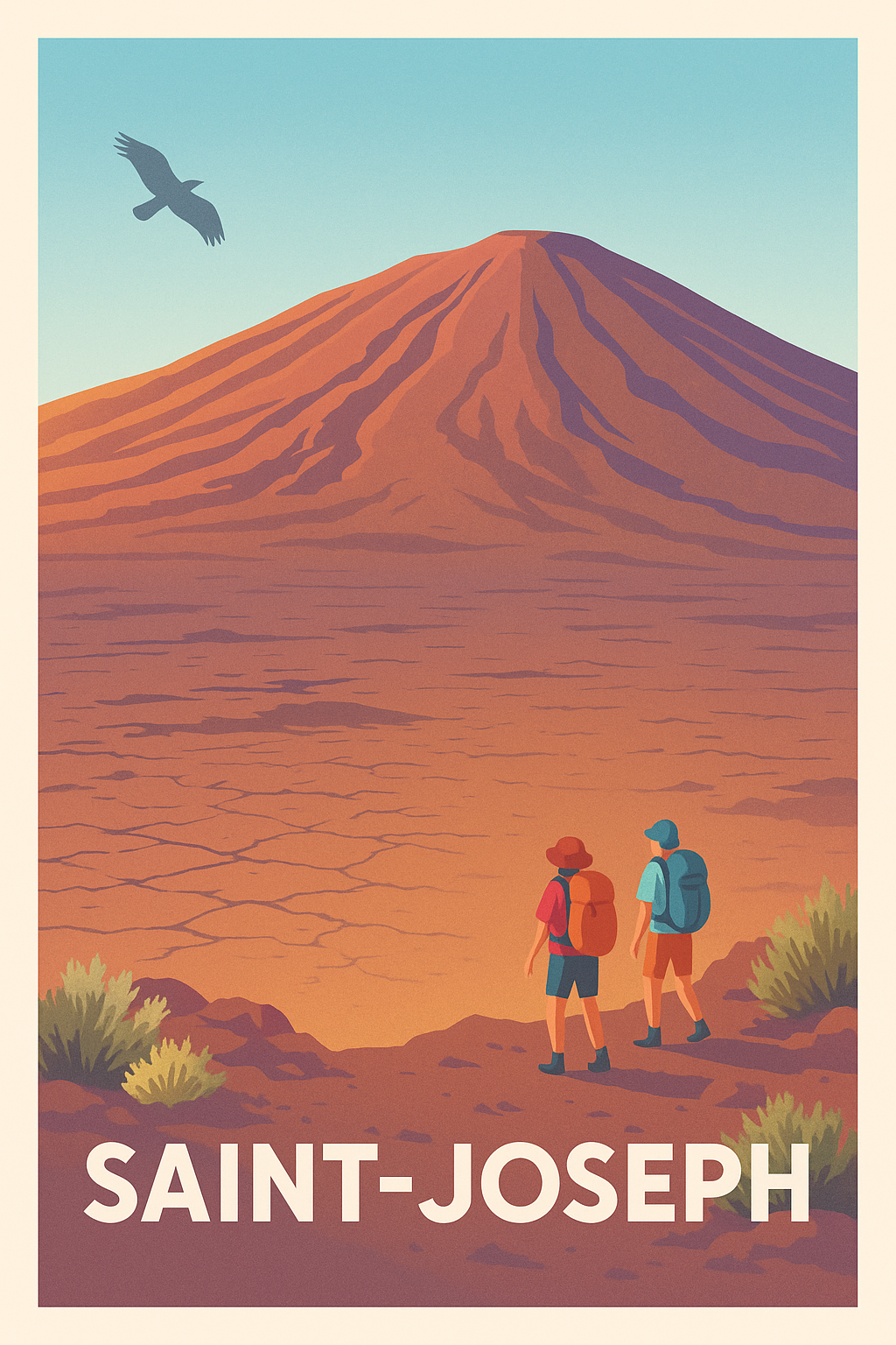 Loire France Pas de Cadre / 20 × 30cm Affiche Saint-Joseph - Aventure et nature sauvage au pied du volcan