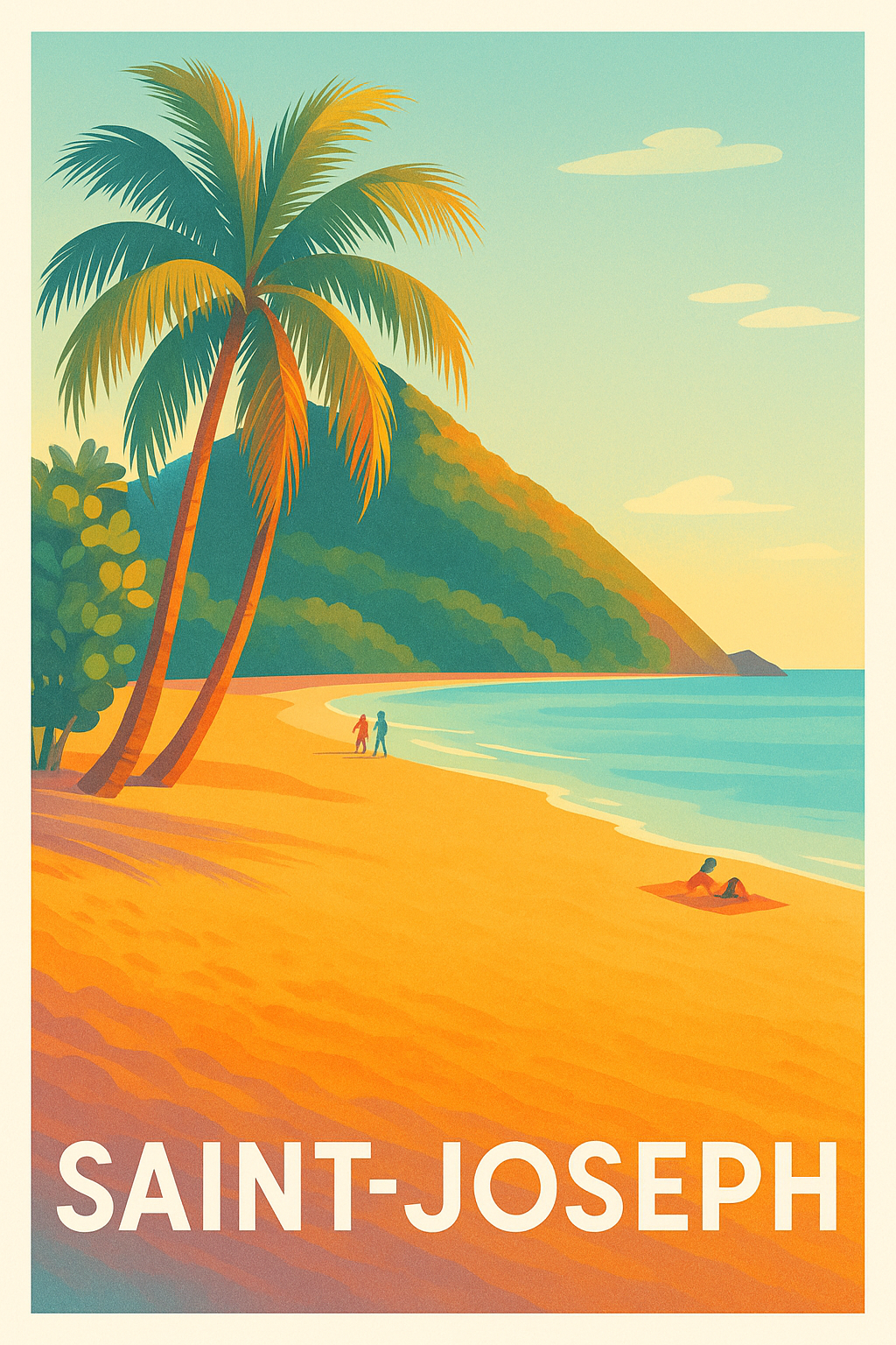 Loire France Pas de Cadre / 20 × 30cm Affiche Saint-Joseph - Évasion tropicale au bord de l'océan
