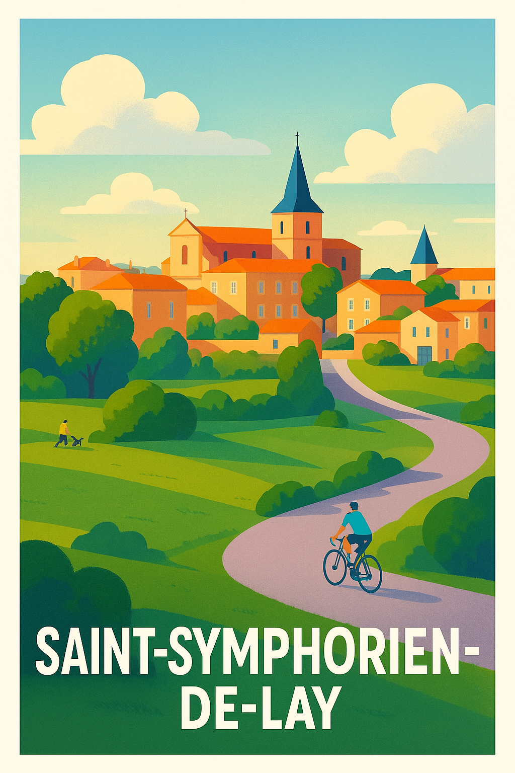 Loire France Pas de Cadre / 20 × 30cm Affiche Saint-Symphorien-de-Lay - Charme bucolique et art de vivre