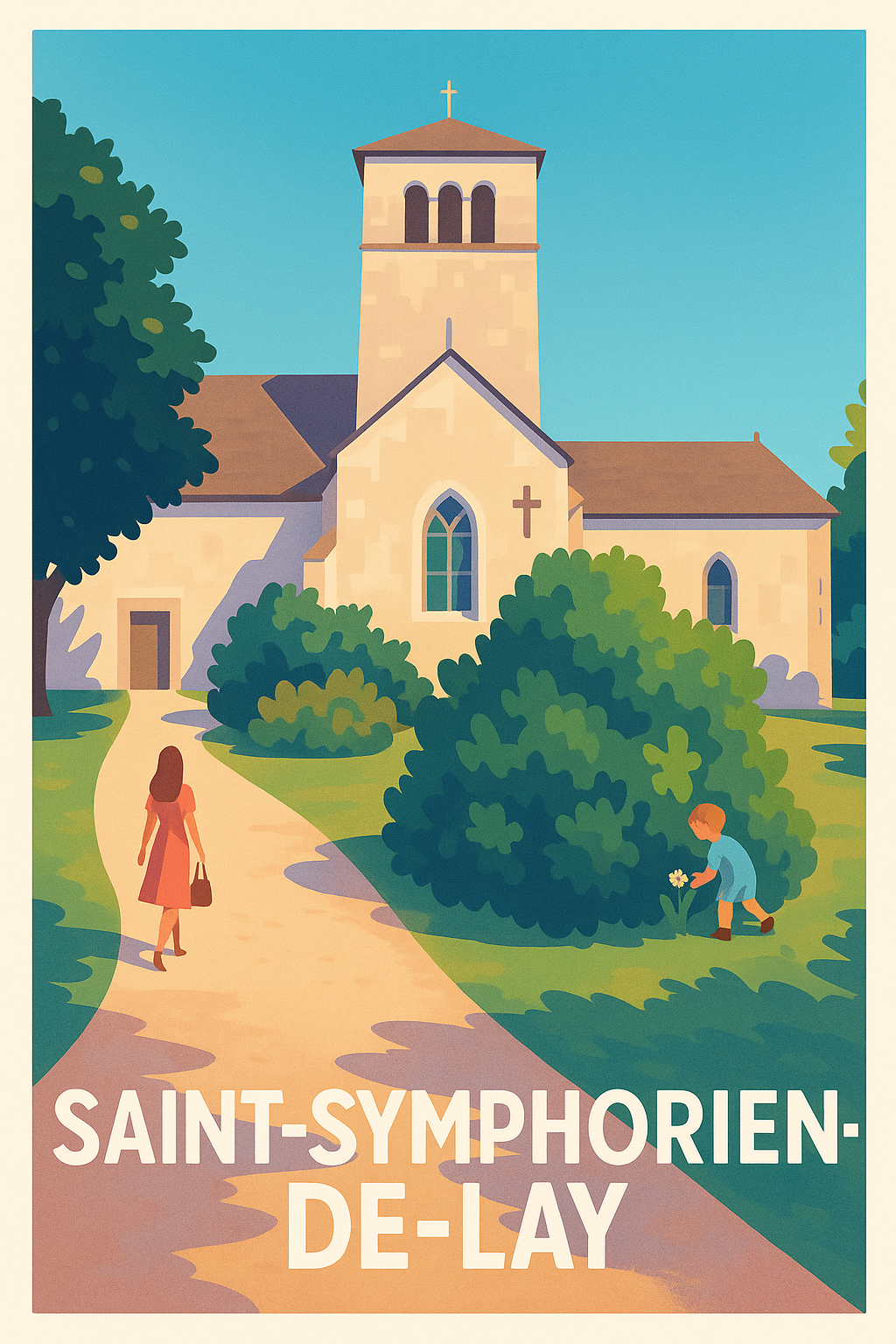 Loire France Pas de Cadre / 20 × 30cm Affiche Saint-Symphorien-de-Lay - Charme bucolique et simplicité