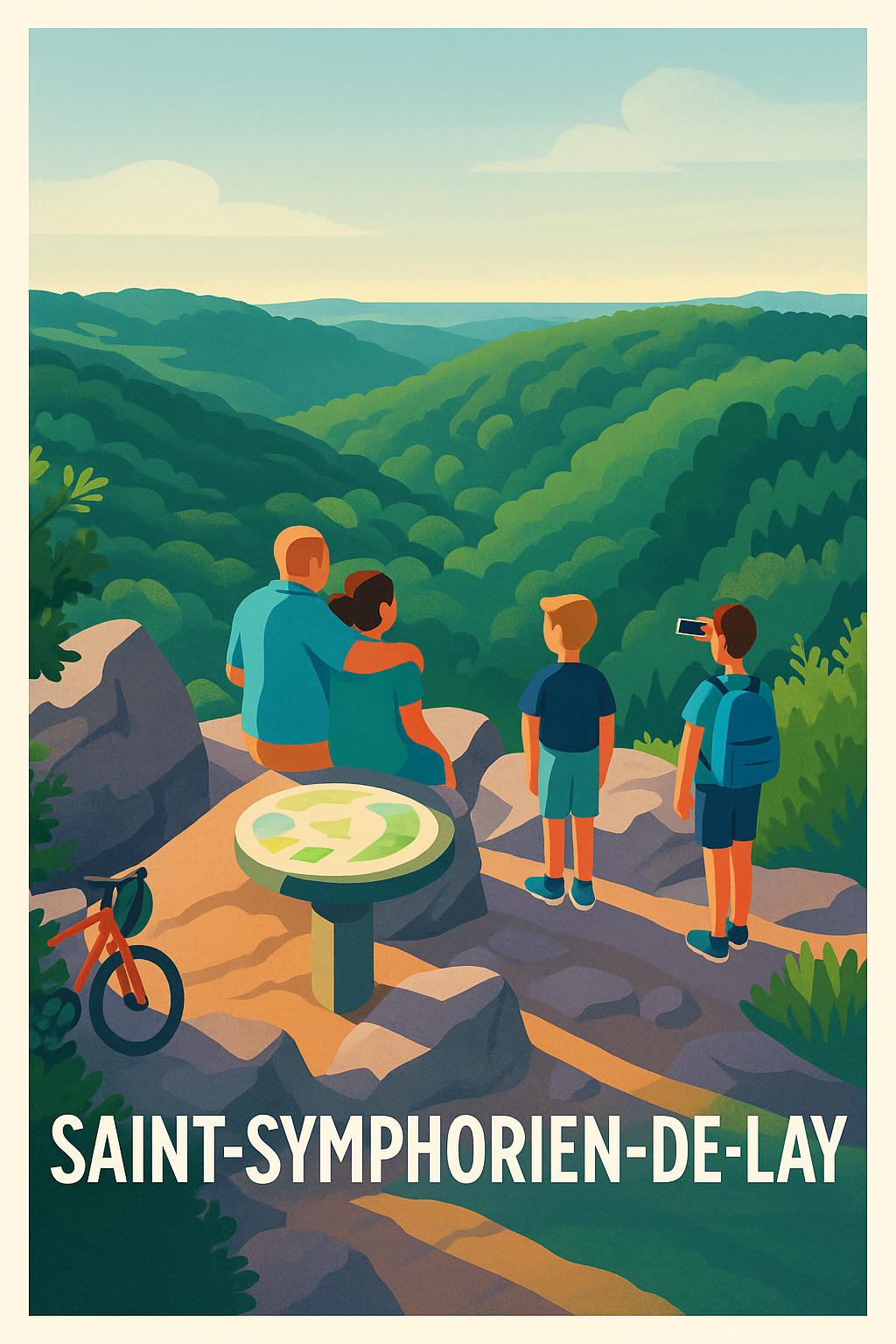 Affiche Saint-Symphorien-de-Lay — Évasion nature en famille · poster d'art de Saint-Symphorien-de-Lay