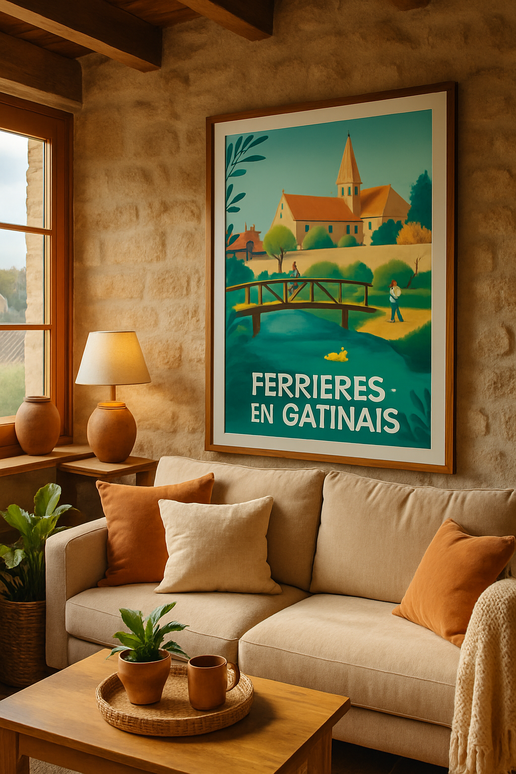 Loiret France Affiche de Ferrières-en-Gâtinais - Charme bucolique au fil de l'eau