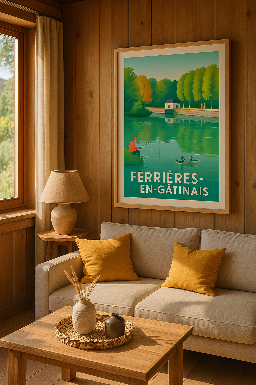 Loiret France Affiche de Ferrières-en-Gâtinais - Sérénité au fil de l'eau