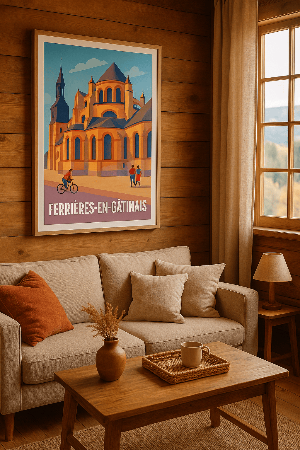 Loiret France Affiche de Ferrières-en-Gâtinais - Un joyau architectural au cœur du Gâtinais