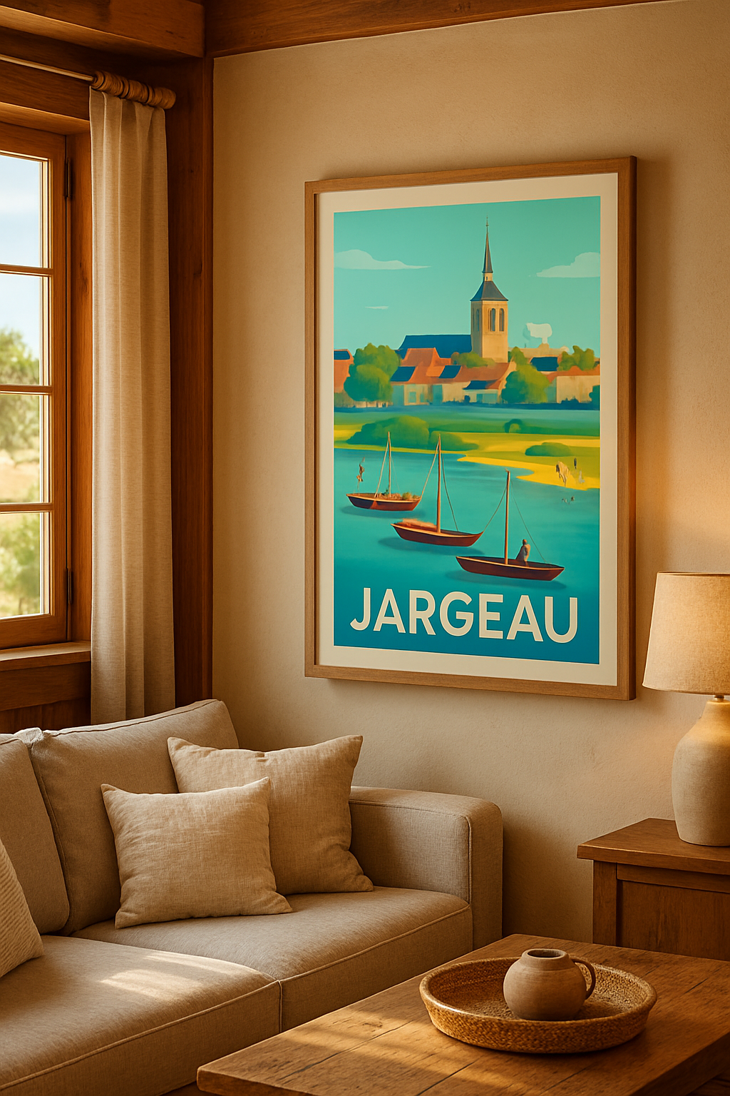 Affiche Jargeau — Charme et douceur au fil de l'eau · poster d'art de Jargeau