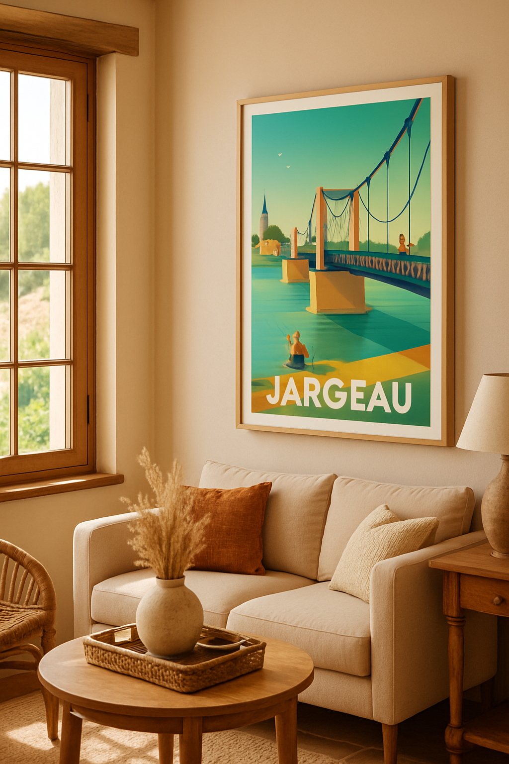 Loiret France Affiche de Jargeau - Charme et sérénité au fil de l'eau