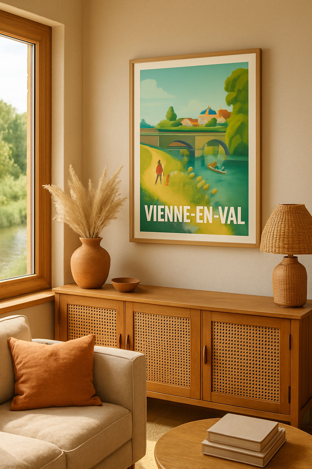 Loiret France Affiche de Vienne-en-Val - Sérénité au fil de la rivière