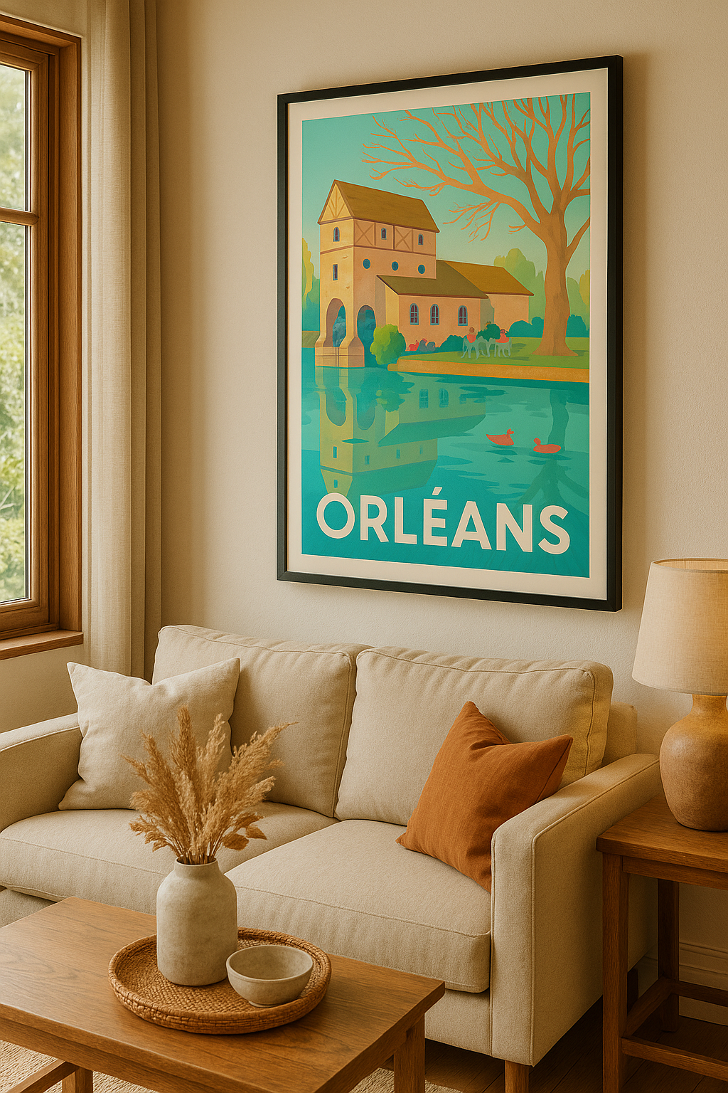 Affiche Orléans — Charme bucolique au fil de l'eau · poster d'art de Orléans