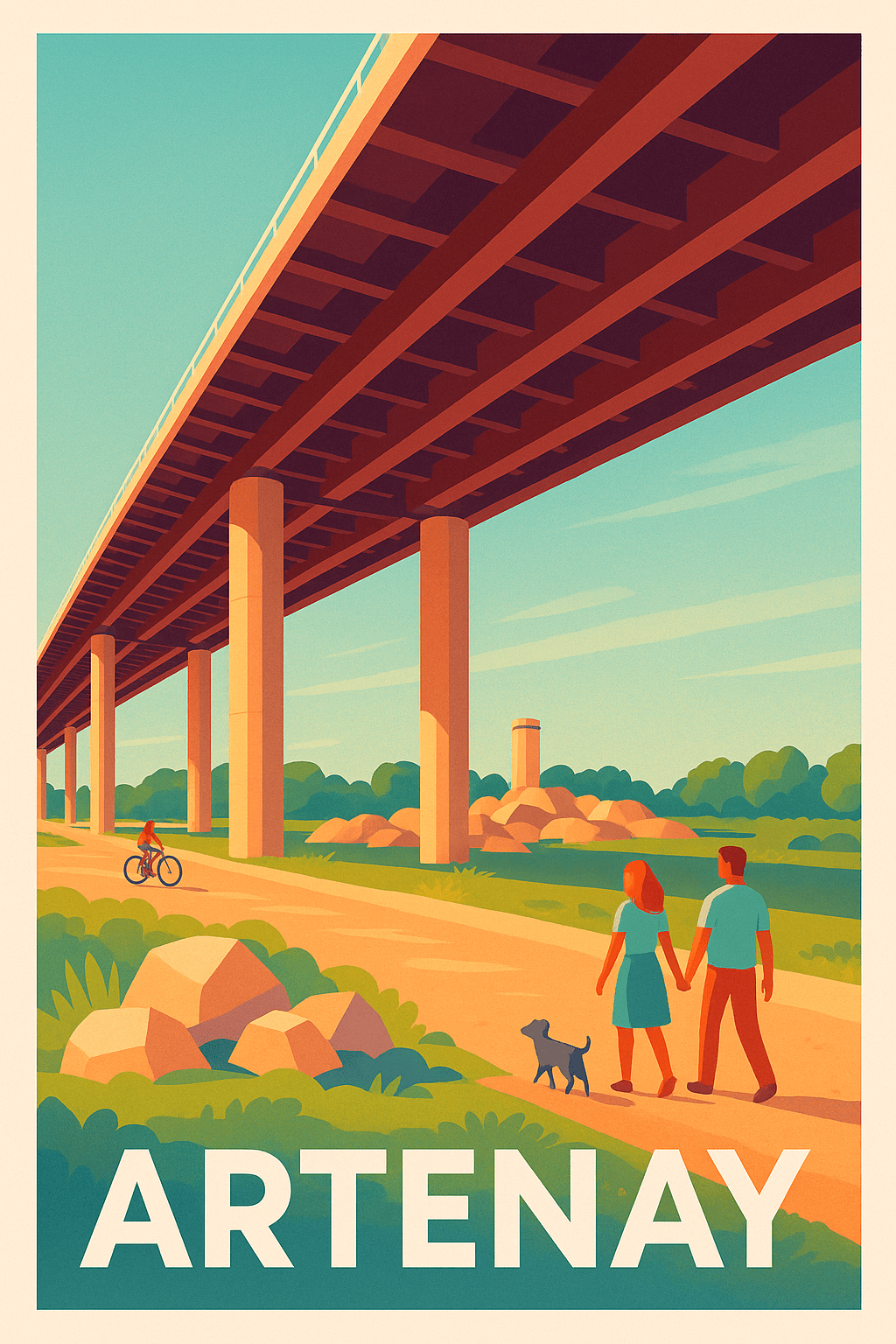 Loiret France Pas de Cadre / 20 × 30cm Affiche de Artenay - Balade champêtre sous le viaduc