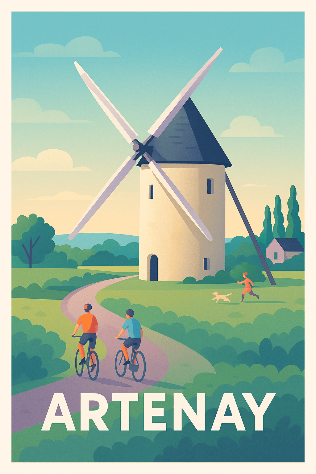 Loiret France Pas de Cadre / 20 × 30cm Affiche de Artenay - Charme et nature en roue libre