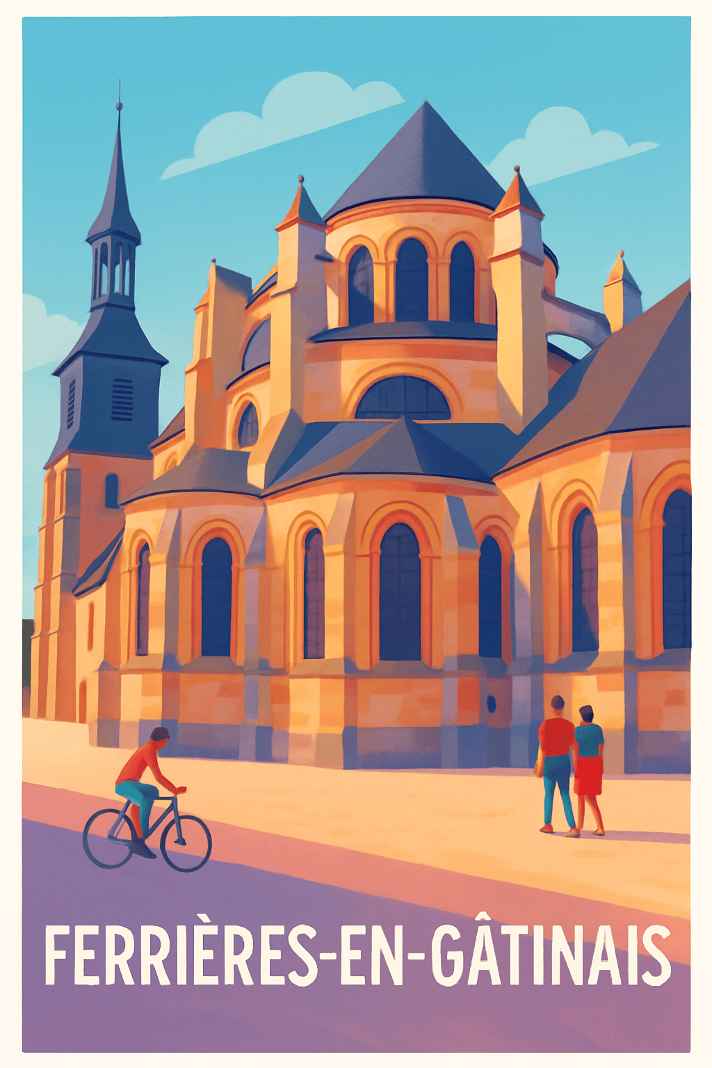 Loiret France Pas de Cadre / 20 × 30cm Affiche de Ferrières-en-Gâtinais - Un joyau architectural au cœur du Gâtinais