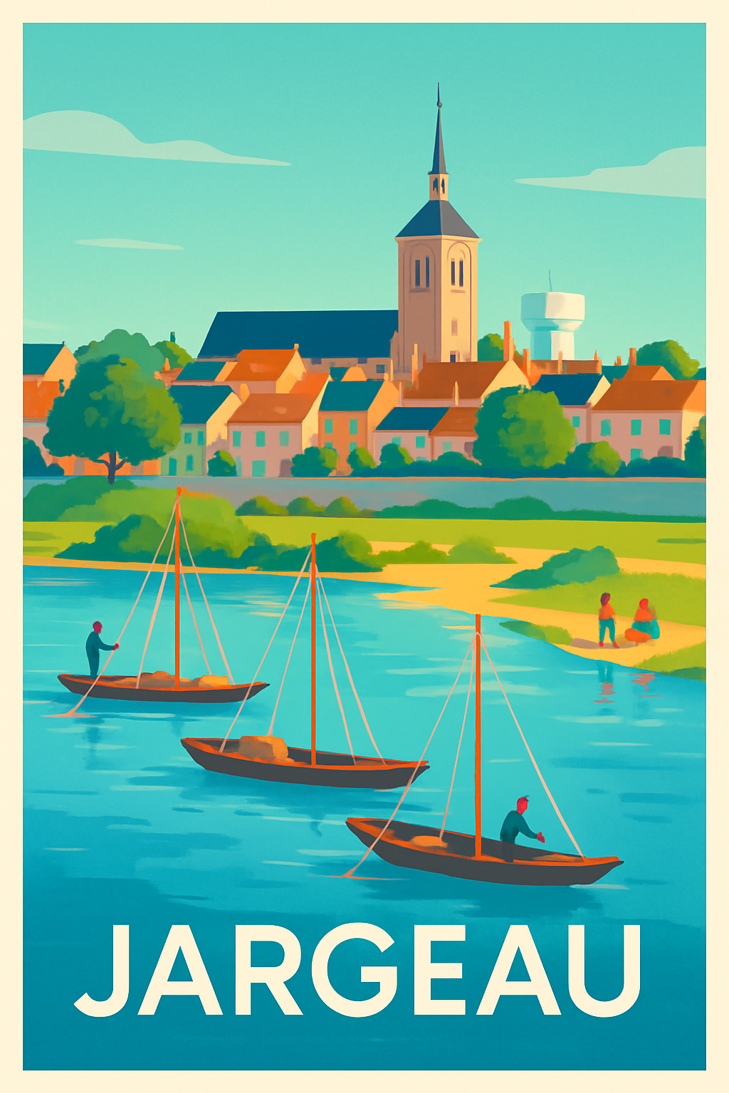 Loiret France Pas de Cadre / 20 × 30cm Affiche de Jargeau - Charme et douceur au fil de l'eau