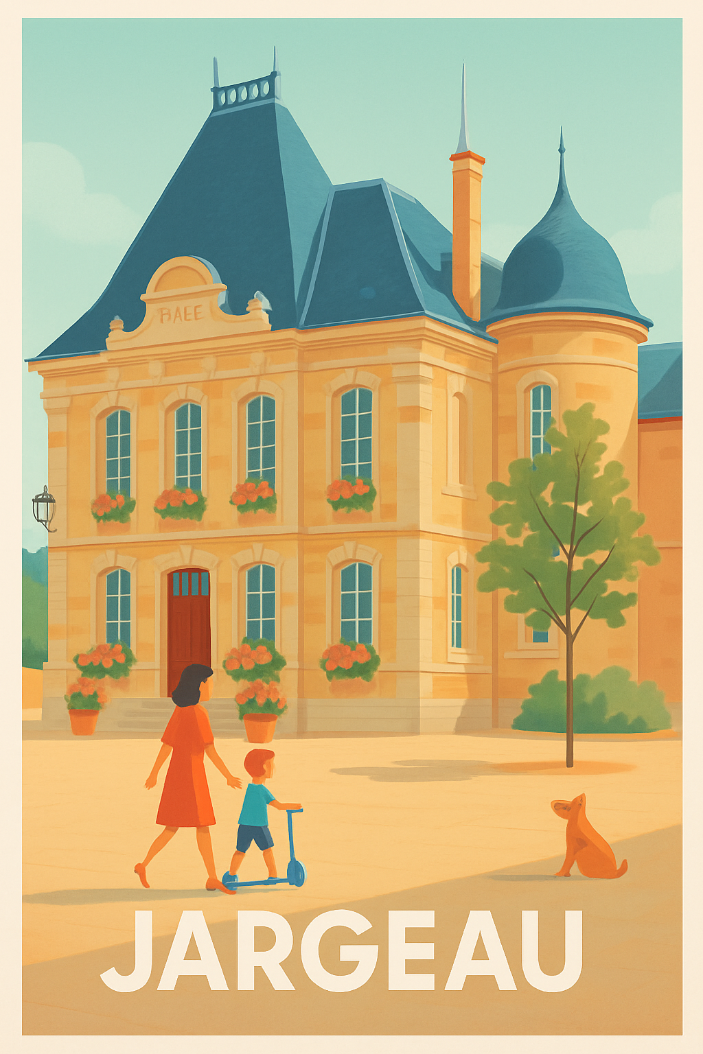 Loiret France Pas de Cadre / 20 × 30cm Affiche de Jargeau - Douceur de vivre en vallée de la Loire