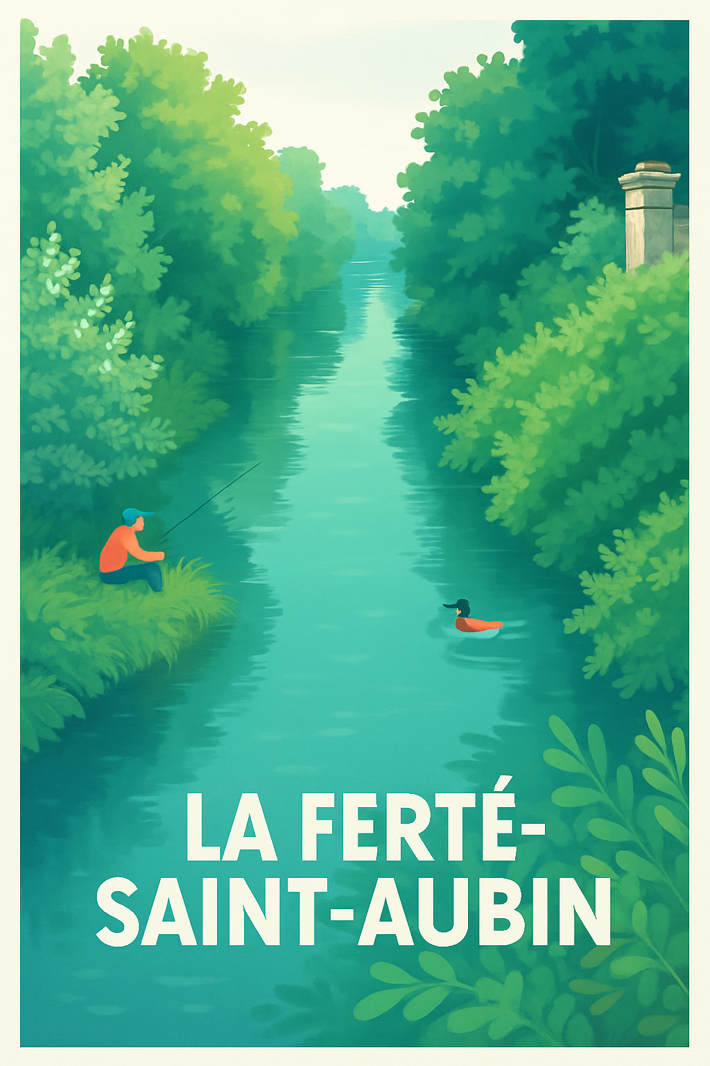 Loiret France Pas de Cadre / 20 × 30cm Affiche de La Ferté-Saint-Aubin - Le Charme paisible de la nature