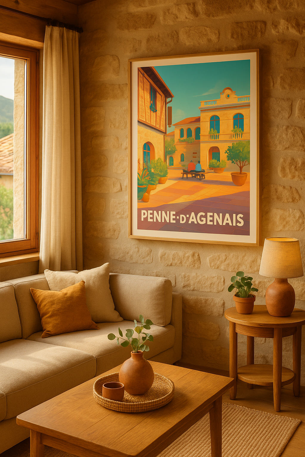 Lot-et-Garonne France Affiche de Penne-d'Agenais - Charme et douceur d'une place provençale