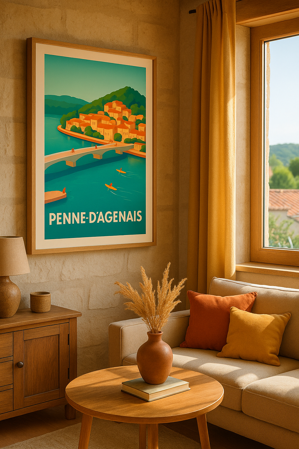 Affiche Penne-d'Agenais — Charme fluvial et village pittoresque · poster d'art de Penne-d'Agenais