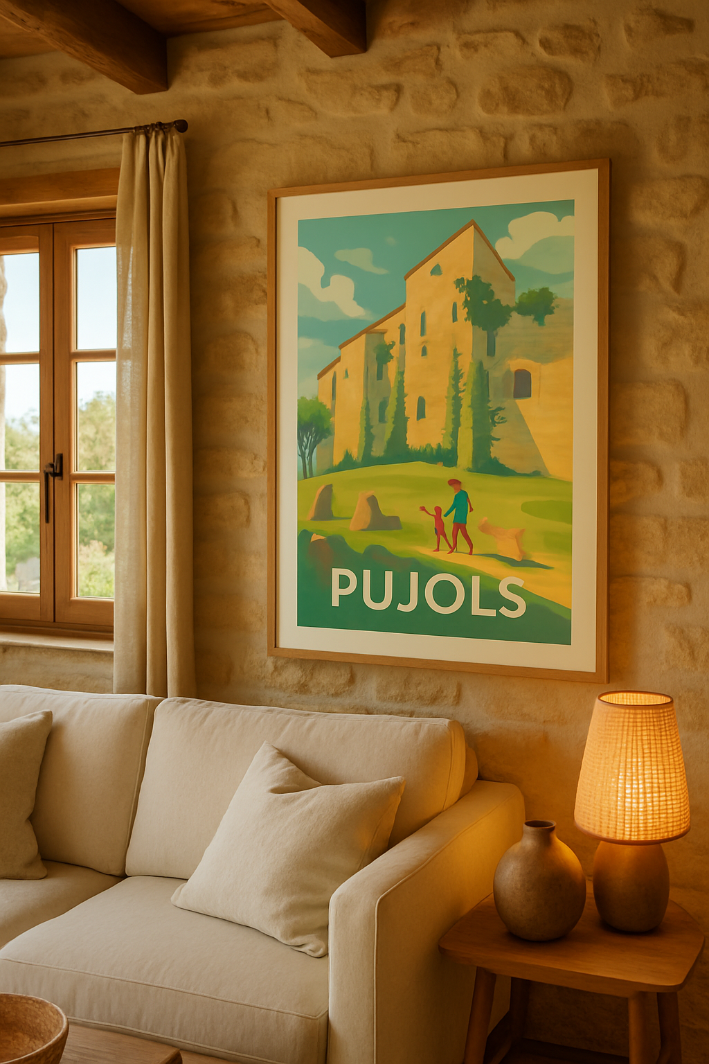 Affiche Pujols — Escapade en famille au cœur de l'histoire · poster d'art de Pujols