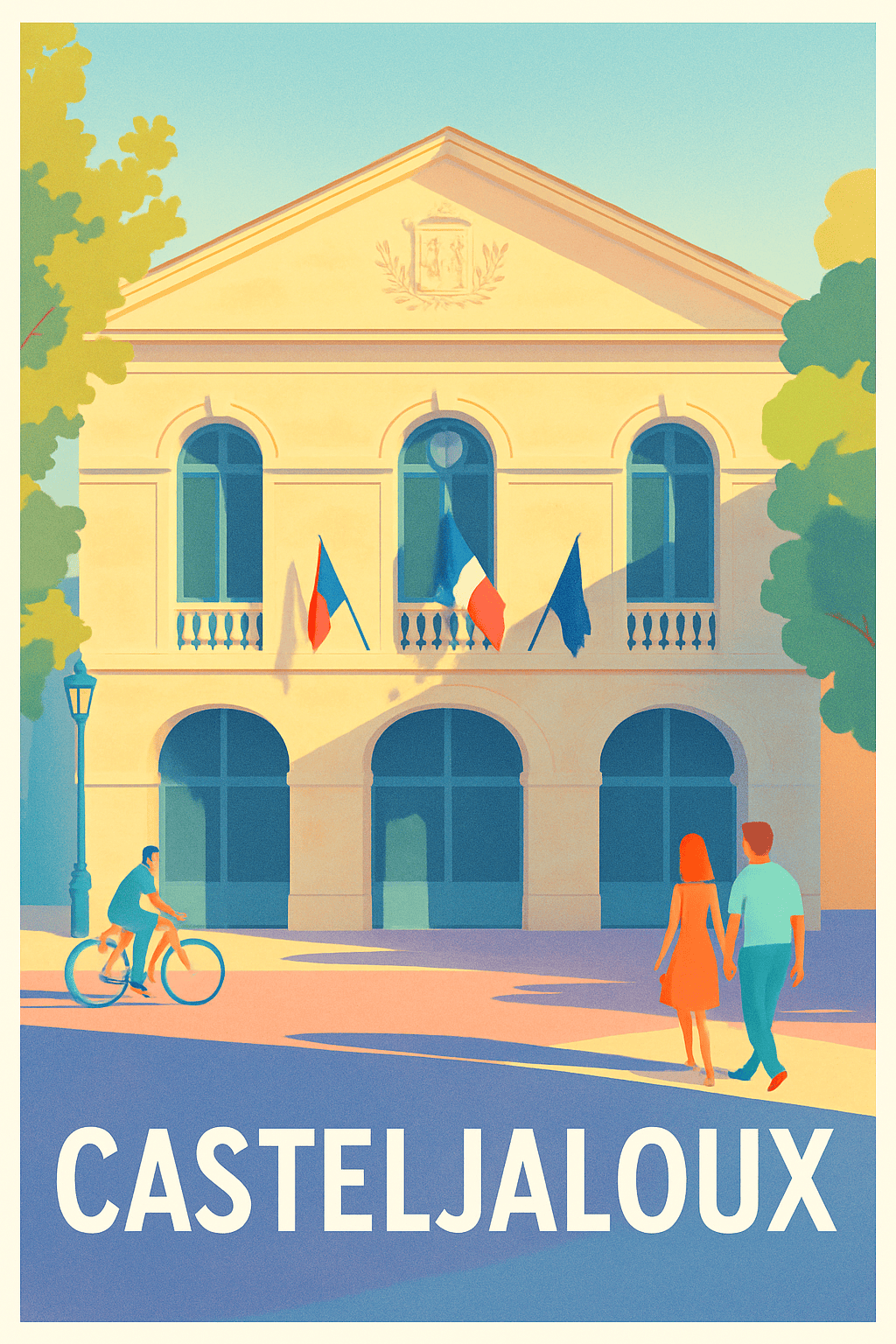 Lot-et-Garonne France Pas de Cadre / 20 × 30cm Affiche de Casteljaloux - Charme et sérénité au cœur de la ville