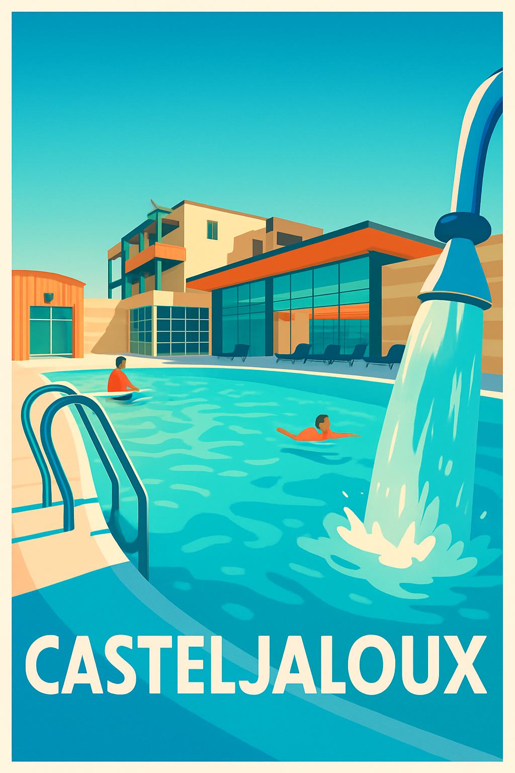 Lot-et-Garonne France Pas de Cadre / 20 × 30cm Affiche de Casteljaloux - Plongez dans la sérénité aquatique