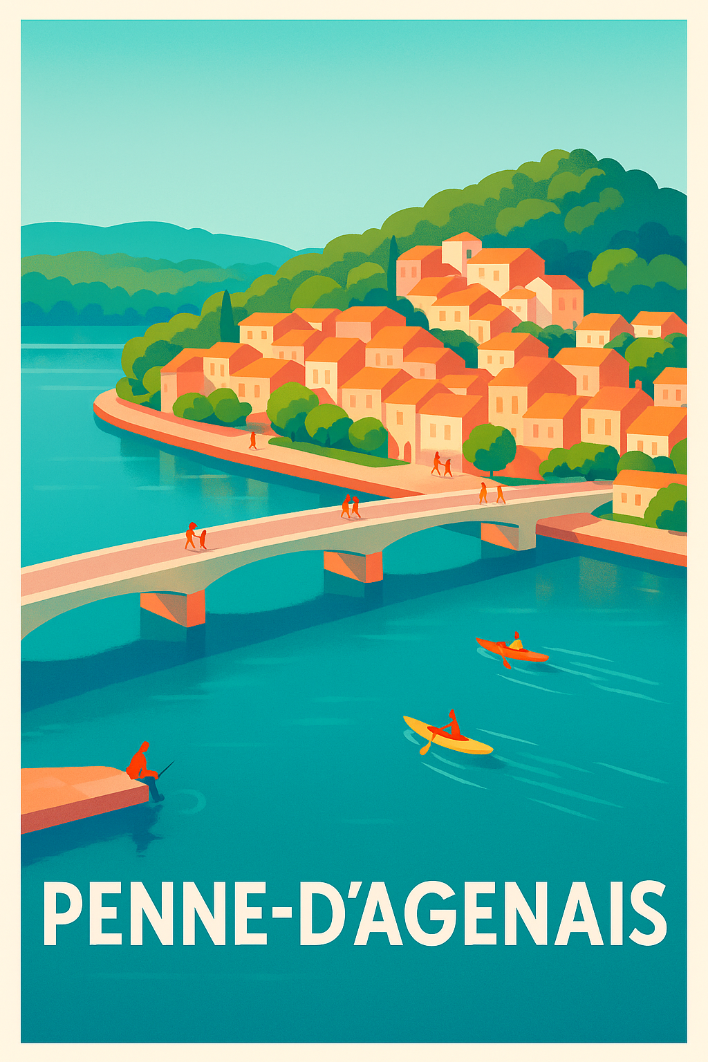 Lot-et-Garonne France Pas de Cadre / 20 × 30cm Affiche de Penne-d'Agenais - Charme fluvial et village pittoresque