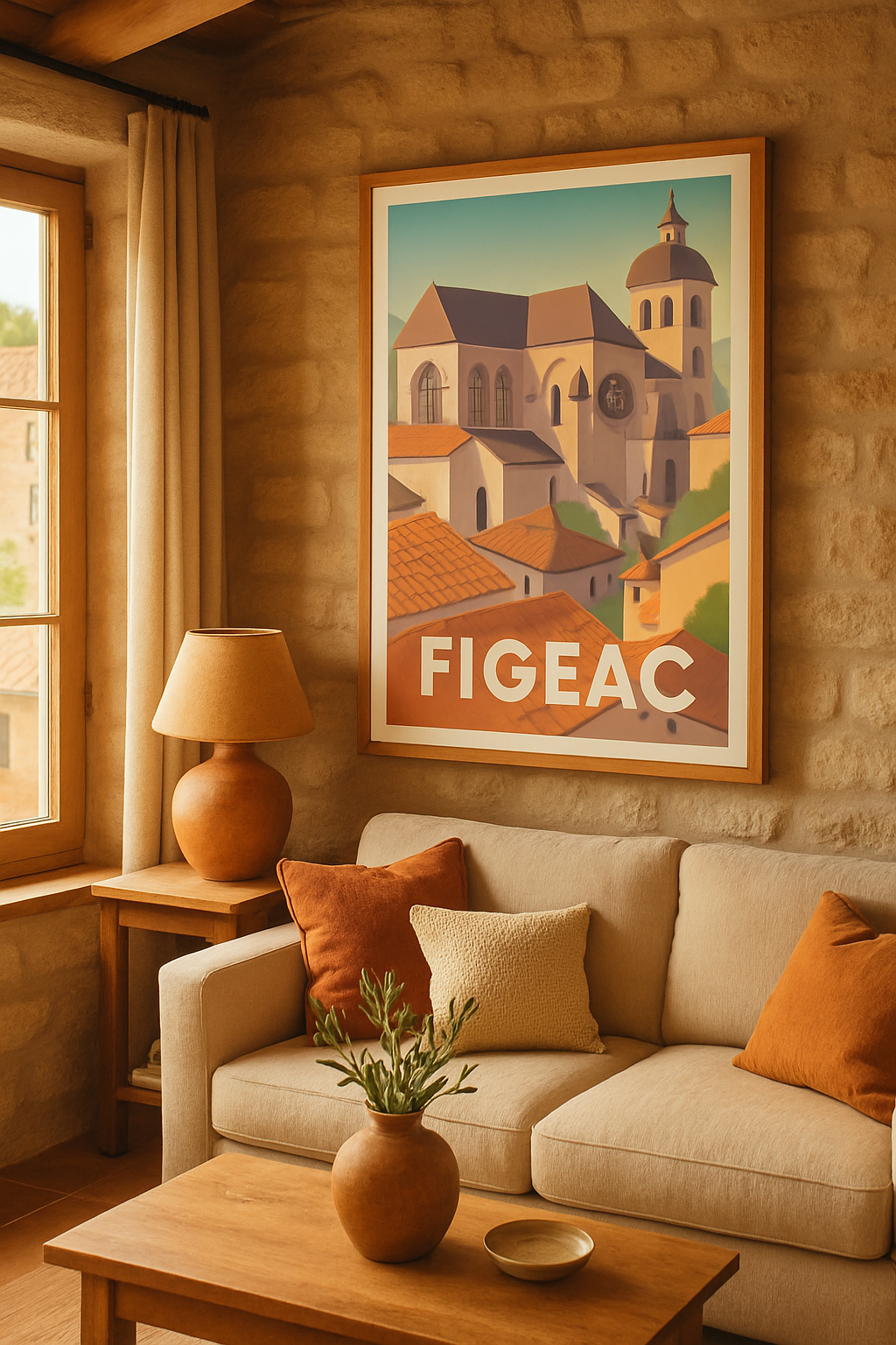 Lot France Affiche de Figeac - L'élégance intemporelle du patrimoine occitan